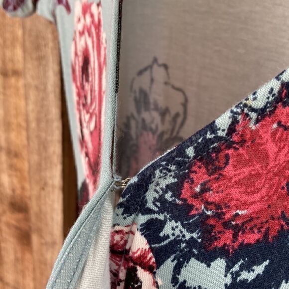 About A Girl Blue Floral Faux Wrap Side Tie High-low Maxi Dress - Picture 5 of 11